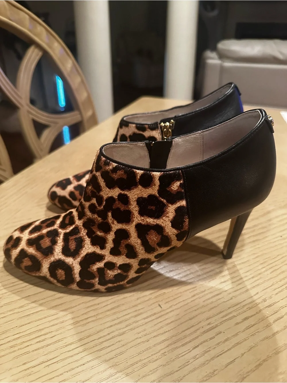 MICHAEL Michael Kors Leopard Print Calf Hair Stiletto Booties Size 10M